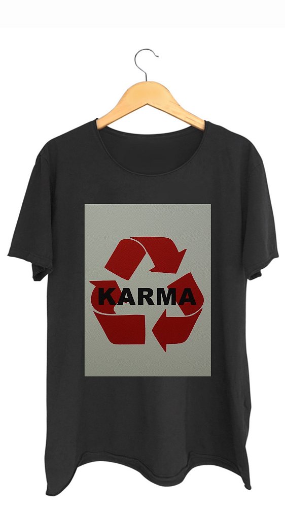 Camiseta KARMA - 100% algodão corte a fio preta