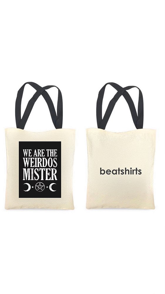 Ecobag com alça preta - 100% algodão - 30cmx40cm - WEIRDOS