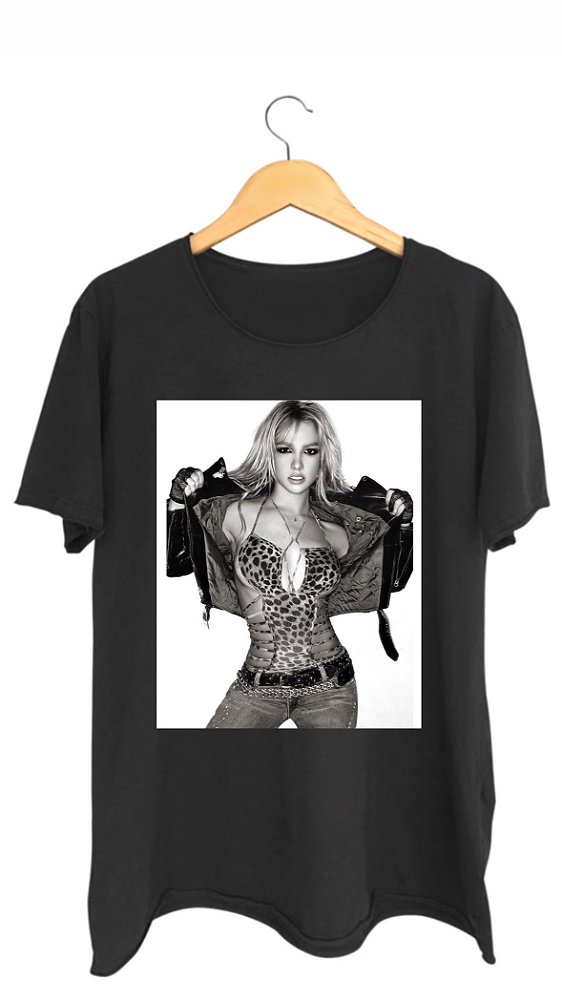 Camiseta BRITNEY SPEARS I - 100% algodão corte a fio preta