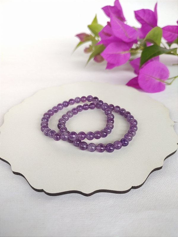 Pulseira Pedra Rolada 6mm Ametista - Intuição, conexão espiritual