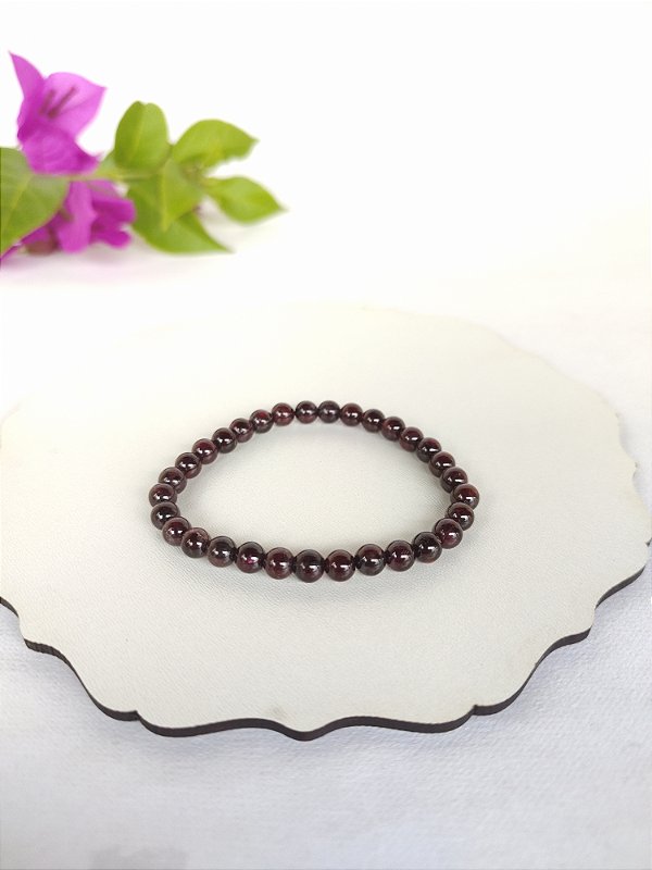 Pulseira Pedra Rolada 6mm Granada - Energizante, sexualidade, líbido feminina