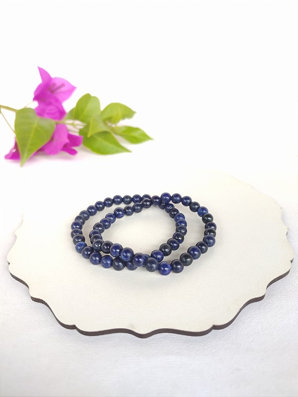 Pulseira Pedra Rolada 6mm Lápis-Lazúli - Concentração, compreensão, propósito