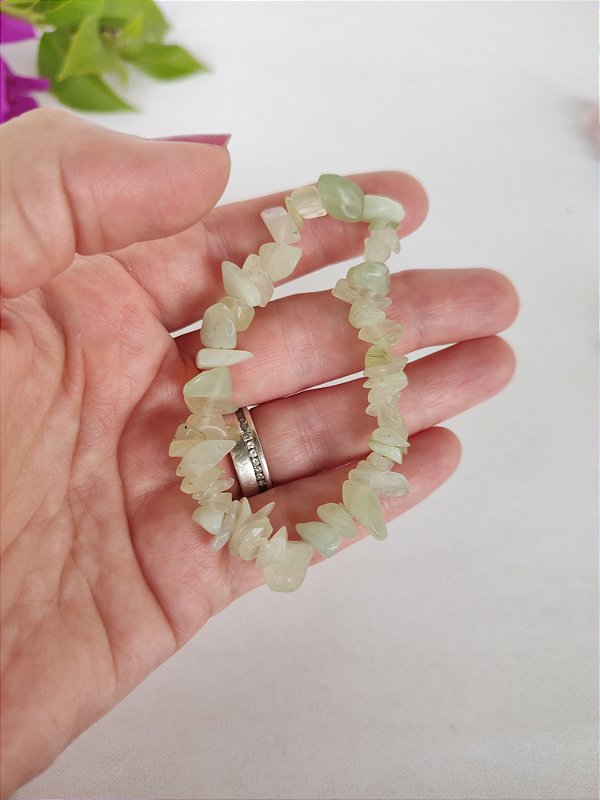 Pulseira Cascalho Jade Verde - Equilibrio, sorte e amizades