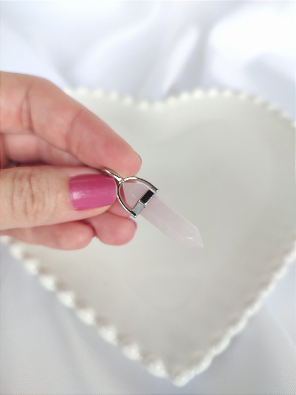 Pingente Biterminado Quartzo Rosa - Amor próprio e acolhimento