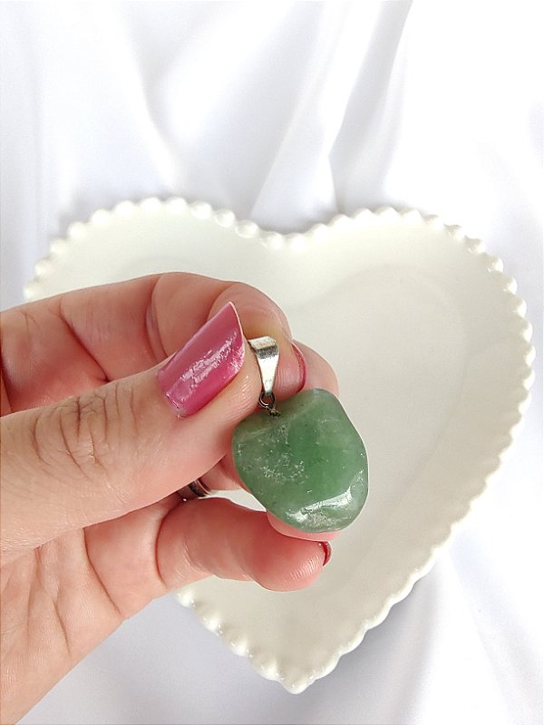 Pingente Pedra Rolada Quartzo Verde - Saúde, equilíbrio