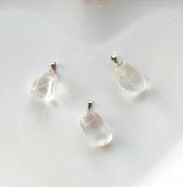 Pingente Pedra Rolada Quartzo Cristal - Amplificador, purificação