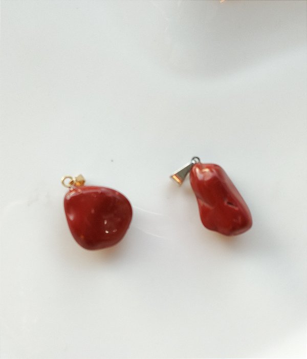 Pingente Pedra Rolada Jaspe Vermelho - Força, determinação, vitalidade