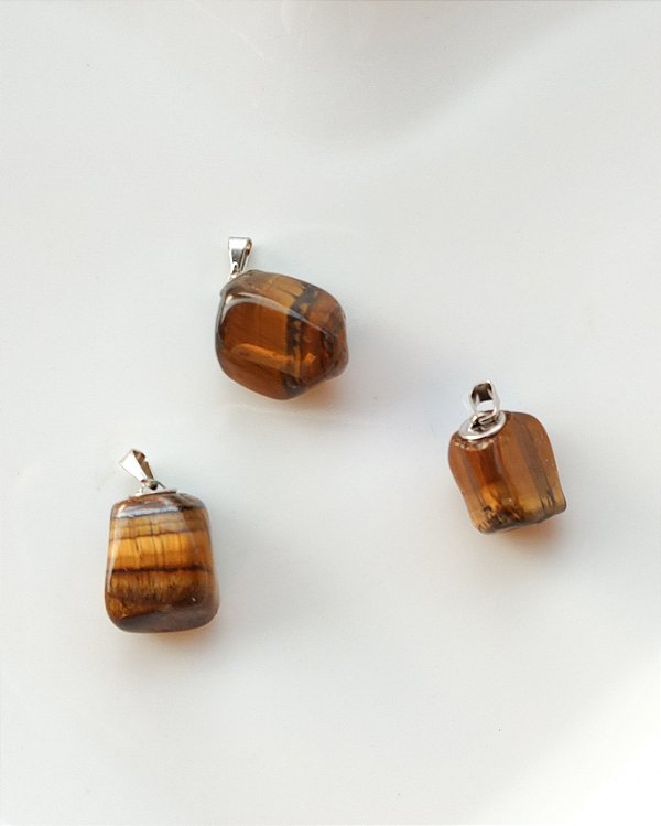 Pingente Pedra Rolada Olho de Tigre - Proteção, autoestima