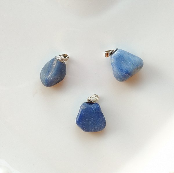 Pingente Pedra Rolada Quartzo Azul - Comunicação, calmante, serenidade