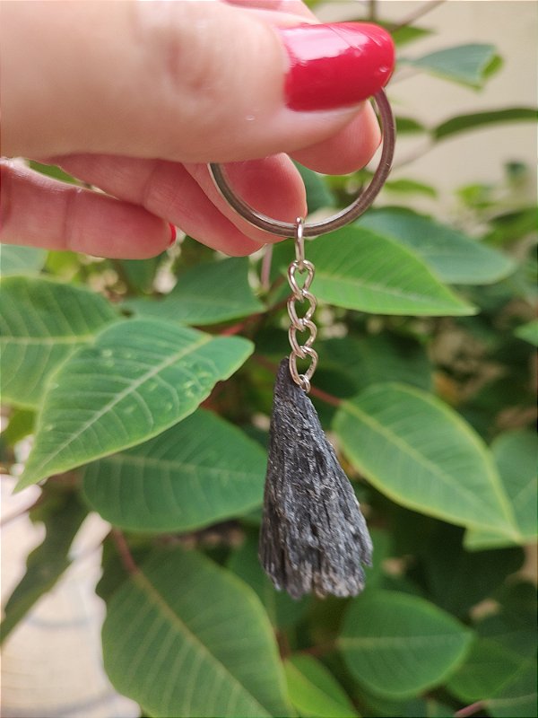 Chaveiro Cianita Negra - Proteção, elimina medos e bloqueios