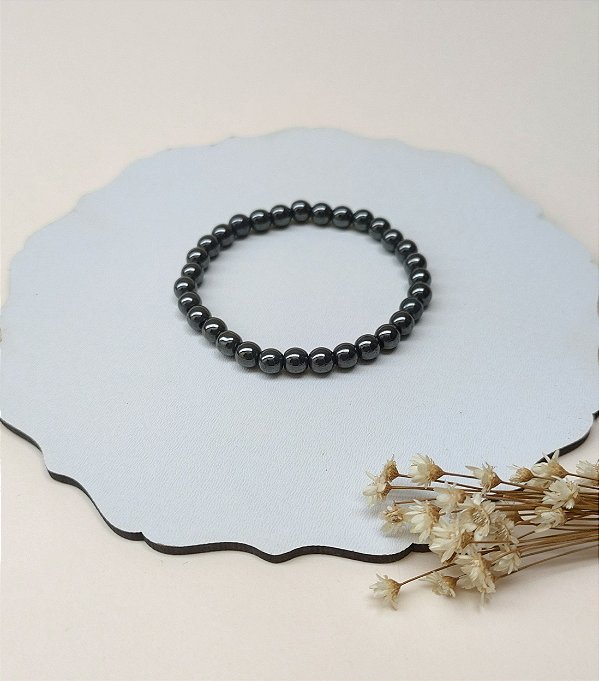 Pulseira Pedra Rolada 6mm Hematita - Dissipa a negatividade, auto estima e força de vontade