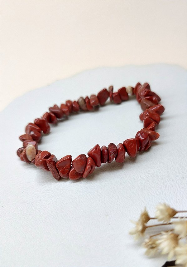 Pulseira Cascalho Jaspe vermelho - Força, determinação, vitalidade