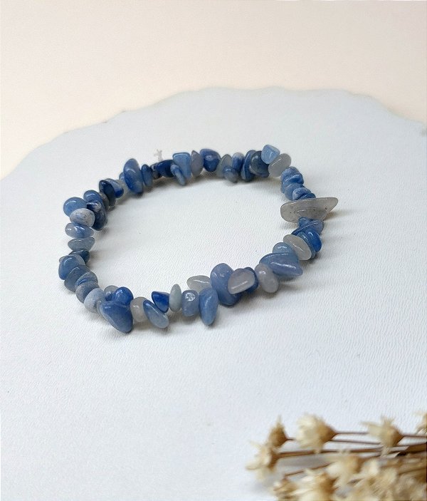 Pulseira Cascalho Quartzo Azul - Comunicação, calmante, serenidade