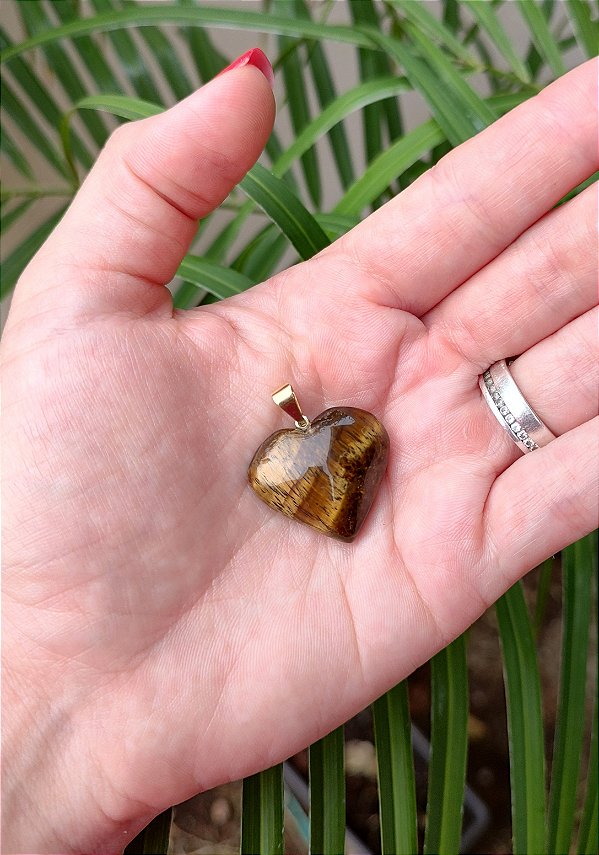 Pingente Coração Olho de Tigre - Proteção e autoestima