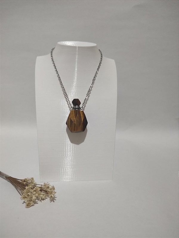 Colar Difusor Aço Olho de Tigre - Proteção e autoestima