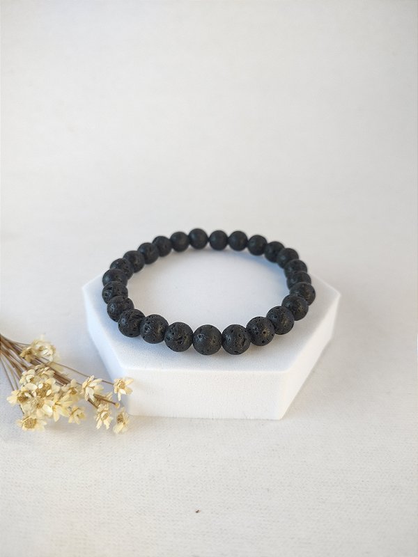 Pulseira Rolada 8mm Pedra Vulcânica - vitalidade e autoconhecimento
