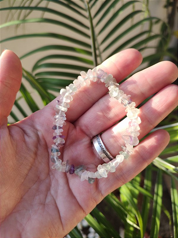 Pulseira Mini Cascalho Fluorita -Intuição, autoconfiança e superação