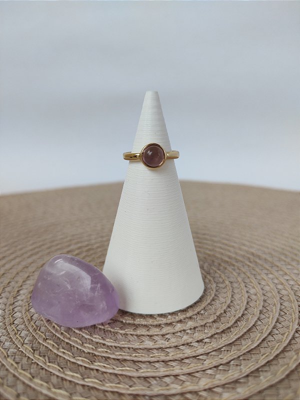 Anél Banhado a Ouro 18 Ajuste 14-18 Ametista - Transmutação