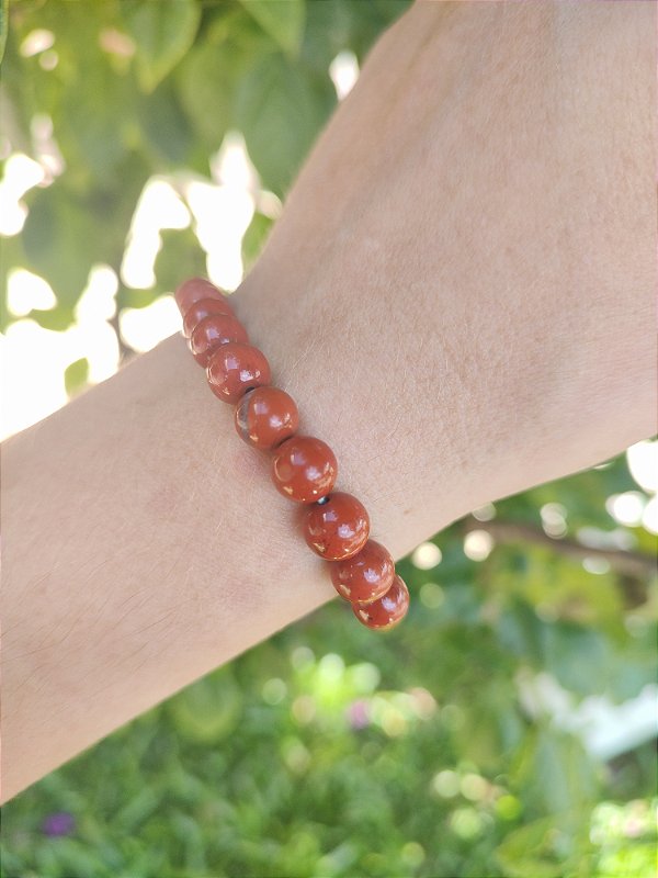 Pulseira Pedra Rolada 8mm Jaspe vermelho - Força, determinação, vitalidade