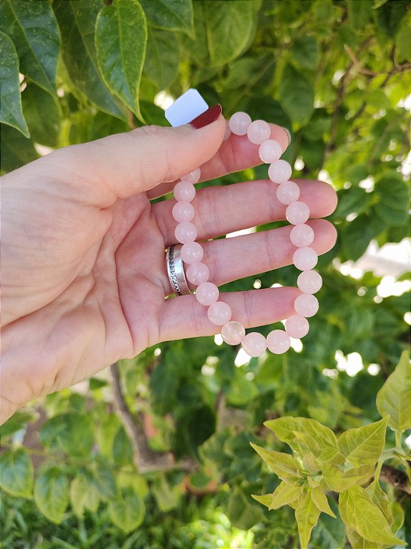 Pulseira Pedra Rolada 8mm Quartzo Rosa - Amor próprio e acolhimento