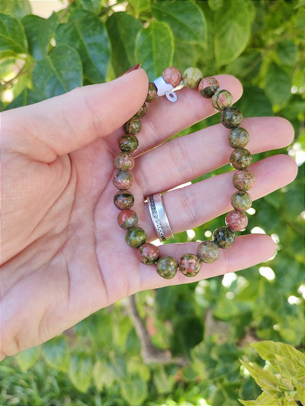 Pulseira Pedra Rolada 8mm Unakita - Trabalha problemas do passado