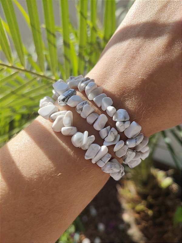 Pulseira Cascalho Howlita - Calmante, relaxante