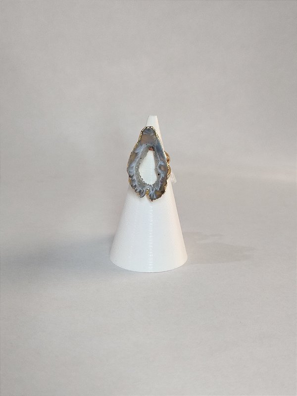 Anel Geodo Ágata Banho Ouro 18 - Equilíbrio