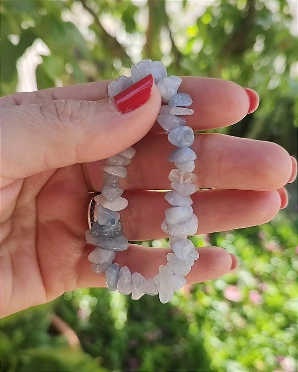 Pulseira Cascalho Água Marinha - Antiestresse e Antiansiedade