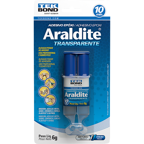 Cola Epóxi Araldite trasparente TekBond 6g Seringa