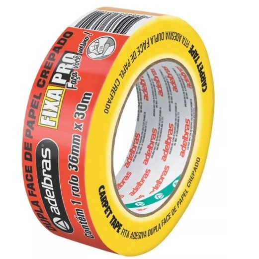 Fita Dupla Face Adesiva Carpet Tape Fixa Adelbras 36mm X 30mts