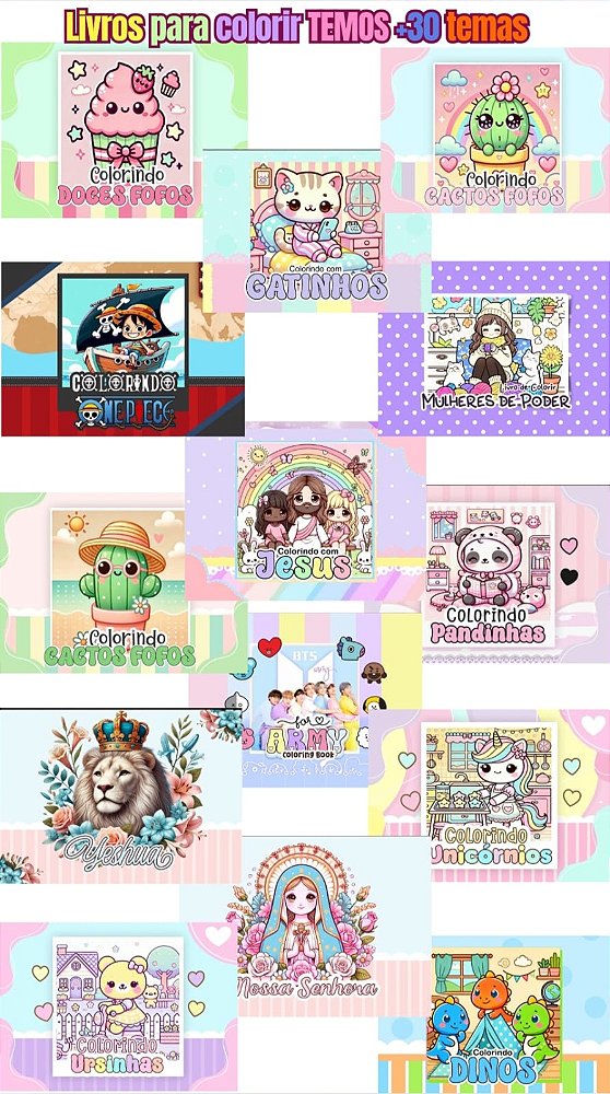 Mais de 30 Arquivos digitais para imprimir e colorir.