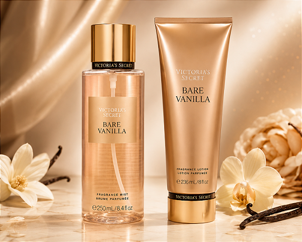 Kit Body Splash 250ml + Creme Hidratante Bare Vanilla 236ml Victoria's Secret