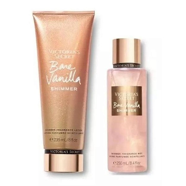 Kit Shimmer Body Splash 250ml + Creme Hidratante Bare Vanilla 236ml Victoria's Secret