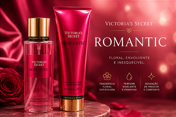 Kit Body Splash 250ml + Creme Hidratante Romantic 236ml