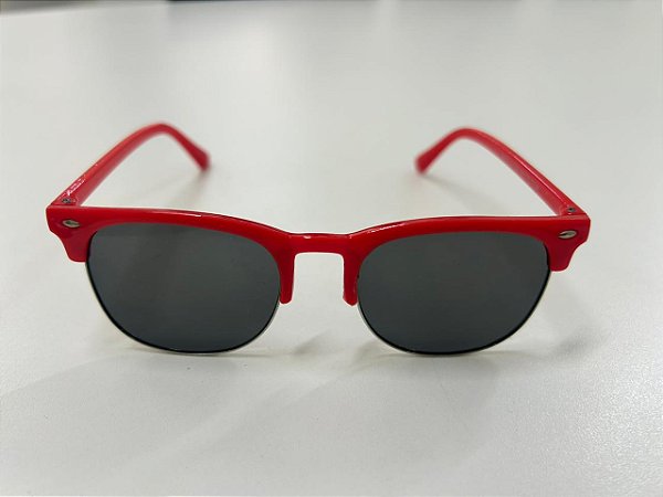 Óculos Clubmaster Retrô Vermelho com Lentes Pretas