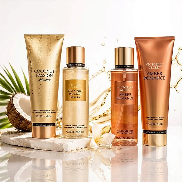 Kit Victorias Amber Romance E Coconut Passion Shimmer 4 Itens