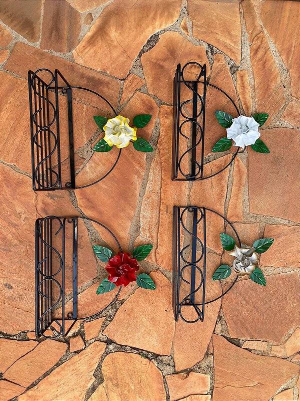 Porta Shampoo de Ferro com Flor