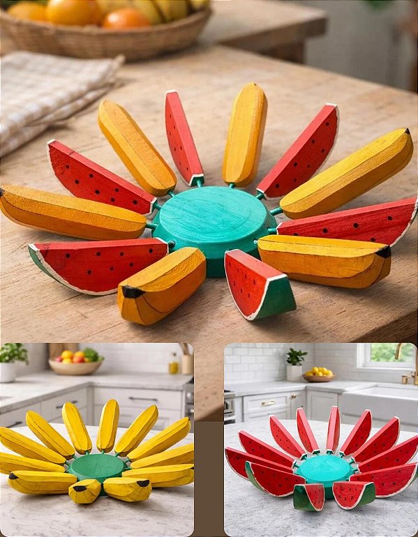Fruteira Cesto Organizador de Banana e Melancia - Suporte de Frutas