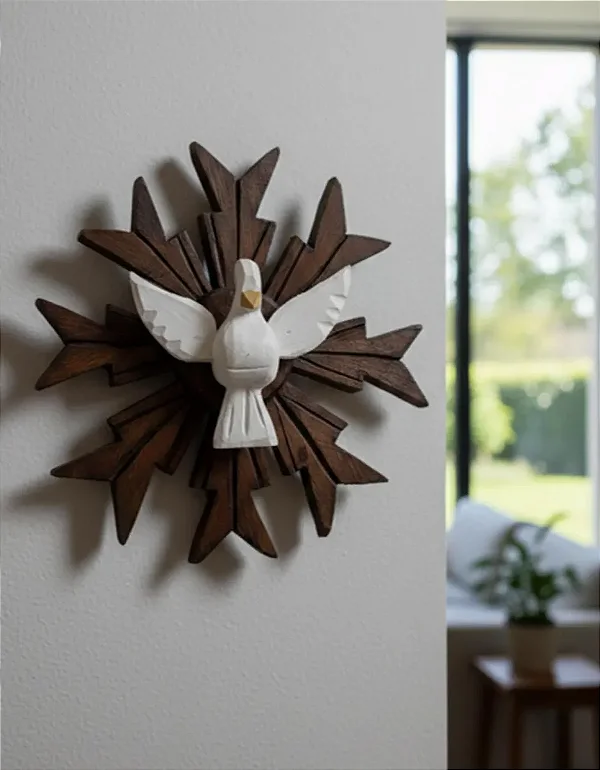 Divino Espírito Santo Madeira Pequeno Para Parede Artesanal