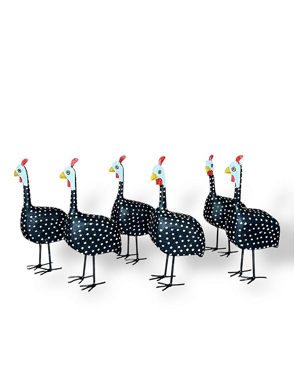 Kit 6 Galinhas Dangola Artesanais Em Madeira - Decorativas