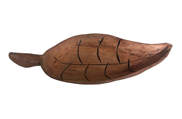 Gamela De Madeira Rústica - Formato Artesanal De Folha