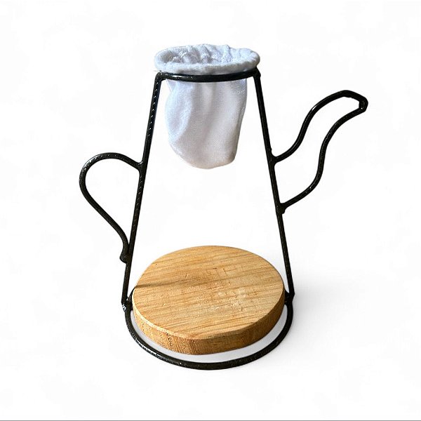 Mini Mancebo Coador + Filtro Em Madeira E Ferro Artesanal