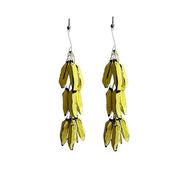 2 Pencas De Banana Artesanais Em Madeira Para Decoração