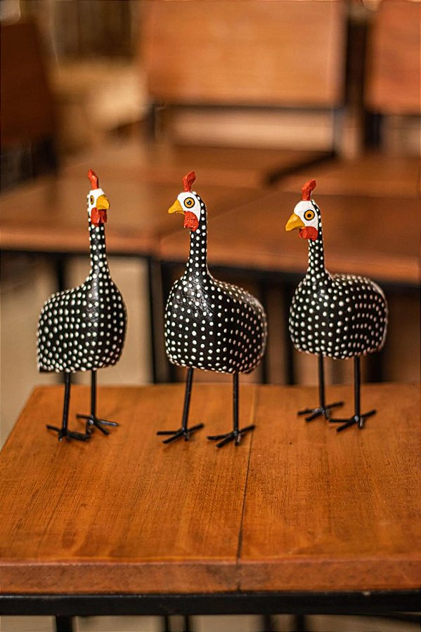 Kit Trio Galinha Dangola De Madeira Para Decoração Artesanal