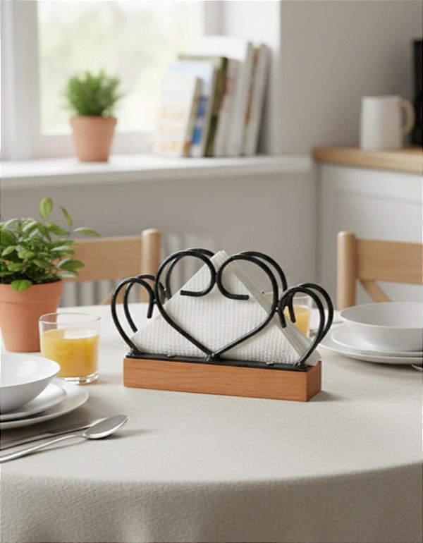 Porta Guardanapo Coração Suporte Em Ferro De Mesa Artesanal