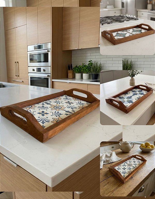 Bandeja Retangular Servir Lanche Petisqueira Cantinho Café Suporte de Lanches