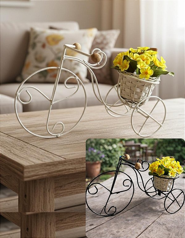 Floreira Cesto Vasos Flor Bicicleta Suporte Organizador Mesa Ferro
