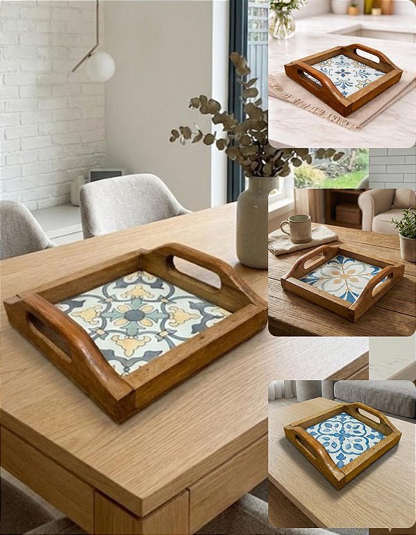 Bandeja Retangular Servir Lanche Petisqueira Cantinho Café Suporte de Lanches