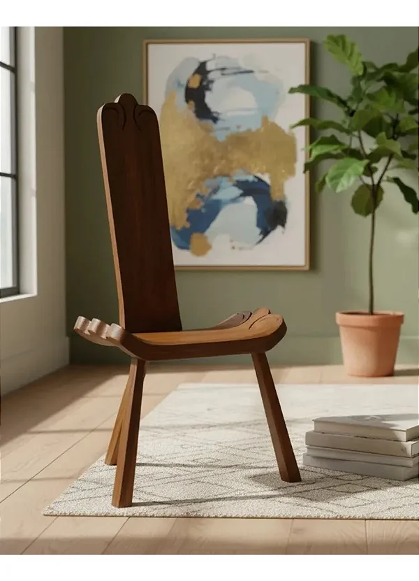 Cadeira Bacalhau Tripé Jantar Moderna Rústica Em Madeira