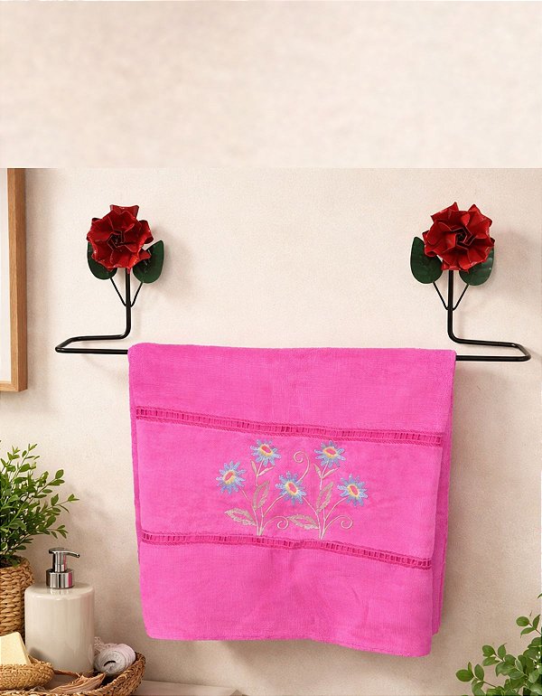 Porta Toalha De Banho Grande Artesanal Arte Minas Em Ferro Luxo Vermelho Vermelho